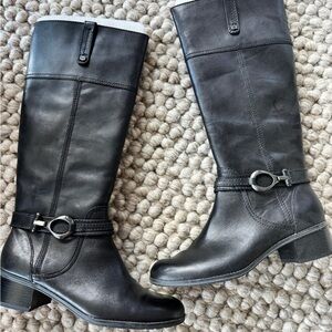 Bandolino BDCarly Black Buckle Knee High Boots 8.5 New in Box